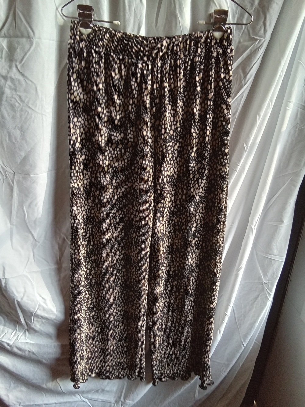 Joie Wide Leg Elastic Waist Patterned Pants - Black‎ and Cream M